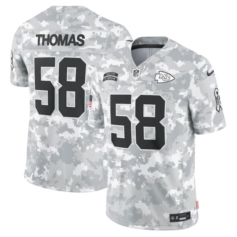 Men Kansas City Chiefs 58 Thomas Nike Arctic Camo 2024 Salute to Service Limited NFL Jersey